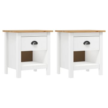 Gossi noptiere hill, 2 buc., 46x35x49,5 cm, lemn masiv de pin