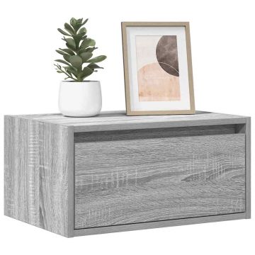 Gossi noptiere montate pe perete cu lumini led, 2 buc., sonoma gri