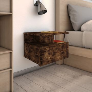 Gossi noptiere plutitoare 2 buc. stejar fumuriu 40x31x27 cm lemn