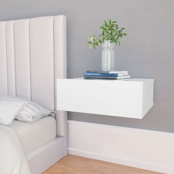 Gossi noptiere suspendate, 2 buc., alb, 40x30x15 cm, lemn prelucrat
