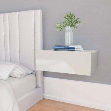 Gossi noptiere suspendate, 2 buc., alb extralucios, 40x30x15 cm, pal
