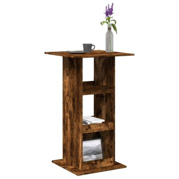 Gossi masa bar cu depozitare, stejar fumuriu, 60x60x102 cm, lemn