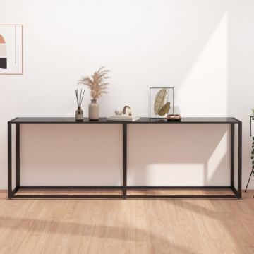 Gossi masa consola, negru, 220x35x75,5 cm, sticla securizata