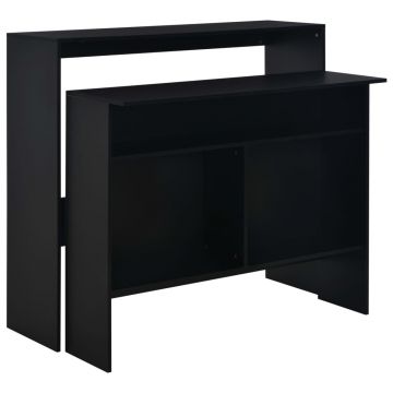 Gossi masa de bar cu 2 blaturi, negru, 130x40x120 cm
