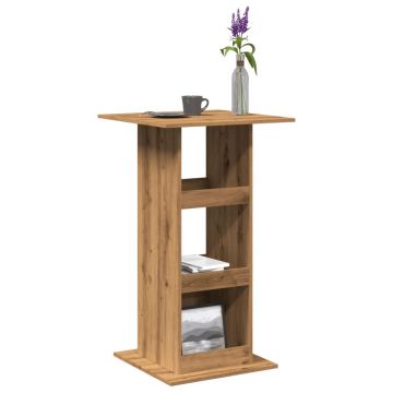 Gossi masa de bar cu depozitare, stejar artizanal, 60x60x102 cm, lemn