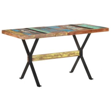Gossi masa de bucatarie, 140 x 70 x 76 cm, lemn masiv reciclat