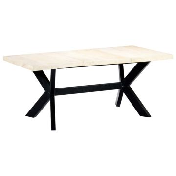 Gossi masa de bucatarie, alb, 180x90x75 cm, lemn masiv de mango