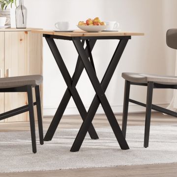 Gossi masa de bucatarie, cadru x, 80x50x75 cm lemn masiv pin si fonta
