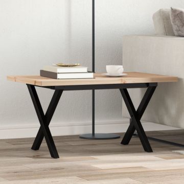 Gossi masa de cafea, cadru x, 80x50x40,5 cm, lemn masiv pin si fonta