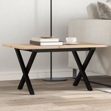 Gossi masa de cafea, cadru x, 80x50x40 cm, lemn masiv pin si fonta