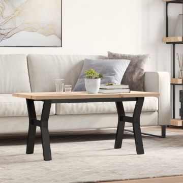 Gossi masa de cafea, cadru y, 100x50x45,5 cm, lemn masiv pin si fonta
