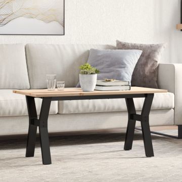 Gossi masa de cafea, cadru y, 100x50x45 cm, lemn masiv pin si fonta