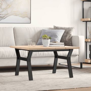 Gossi masa de cafea, cadru y, 80x80x45,5 cm, lemn masiv pin si fonta