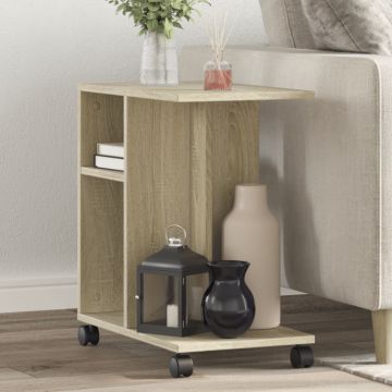 Gossi masa laterala cu roti, stejar sonoma 50x30x55 cm lemn prelucrat