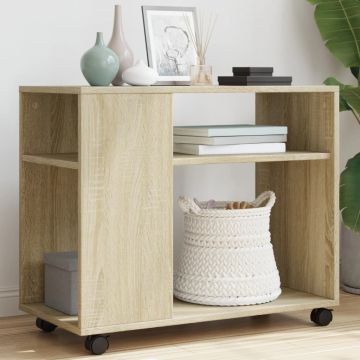 Gossi masa laterala cu roti stejar sonoma 70x35x60 cm lemn prelucrat