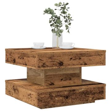 Gossi masuta cafea rotativa 360 grade, lemn vechi 50x50x34,5 cm