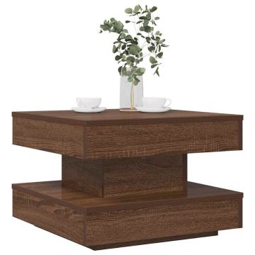 Gossi masuta cafea rotativa 360 grade, stejar maro 50x50x34,5 cm