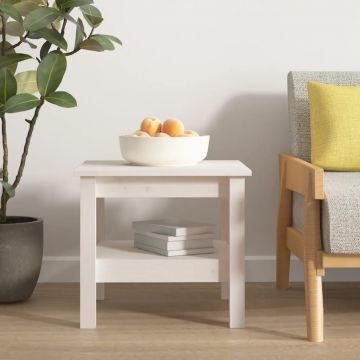 Gossi masuta de cafea, alb, 45x45x40 cm, lemn masiv de pin