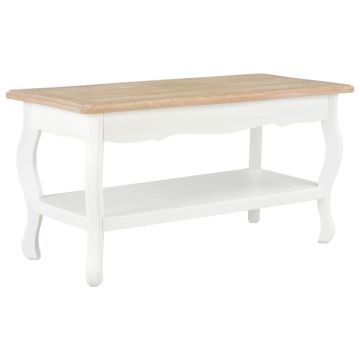 Gossi masuta de cafea, alb si maro, 87,5x42x44 cm, lemn masiv de pin