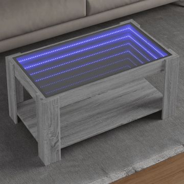 Gossi masuta de cafea cu led gri sonoma 93x53x45 cm lemn prelucrat