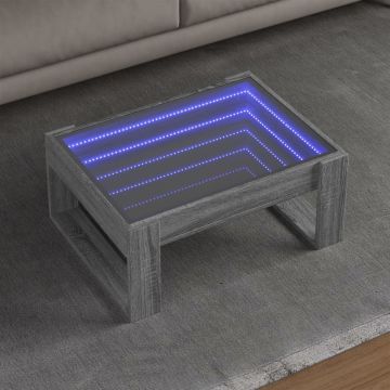 Gossi masuta de cafea cu led infinity, gri sonoma, 70x53x30 cm