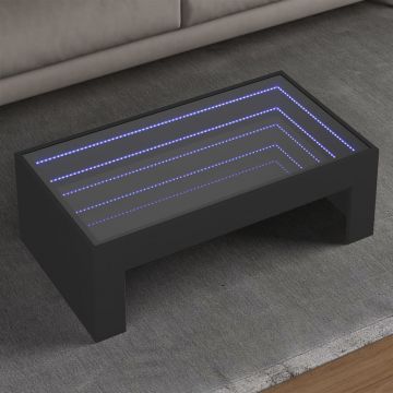 Gossi masuta de cafea cu led infinity, negru, 90x50x30 cm