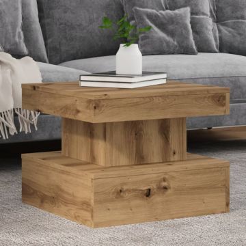 Gossi masuta de cafea cu lumini led, stejar artizanal, 50x50x40 cm