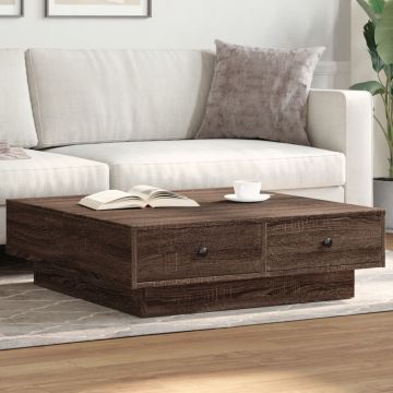 Gossi masuta de cafea, stejar maro, 90x90x28 cm, lemn prelucrat