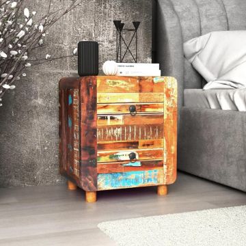 Gossi noptiera, 43 x 33 x 51 cm, lemn masiv reciclat