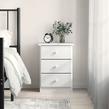 Gossi noptiera alta, alb, 41x35x55,5 cm, lemn masiv de pin