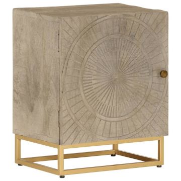Gossi noptiera, neagra, 40x30x50 cm, lemn masiv de mango si fier