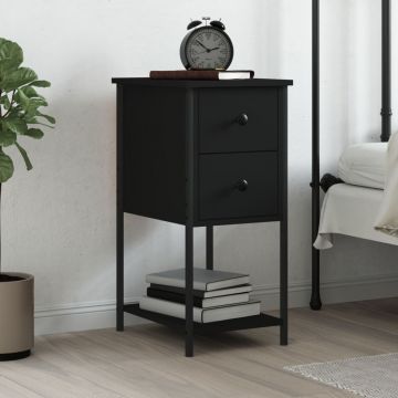 Gossi noptiera, negru, 32x42x70 cm, lemn compozit