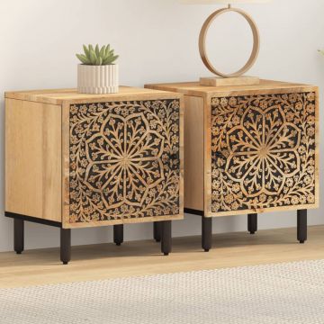 Gossi noptiere, 2 buc., 40x33x46 cm, lemn masiv de acacia
