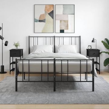 Gossi noptiere, 2 buc., negru, 34x36x70 cm, lemn compozit