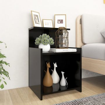 Gossi noptiere, 2 buc., negru, 40x35x60 cm, lemn compozit