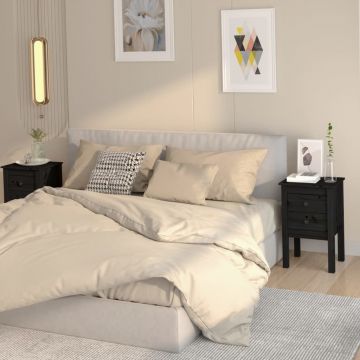 Gossi noptiere, 2 buc., negru, 40x35x61,5 cm, lemn masiv de pin