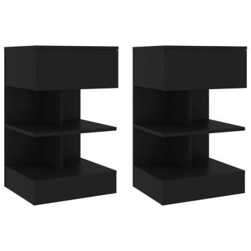 Gossi noptiere, 2 buc., negru, 40x35x65 cm
