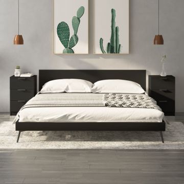 Gossi noptiere, 2 buc., negru, 40x36x65 cm