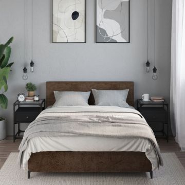 Gossi noptiere, 2 buc., negru, 40x40x55 cm, lemn prelucrat