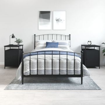 Gossi noptiere, 2 buc., negru, 40x42x60 cm, lemn prelucrat