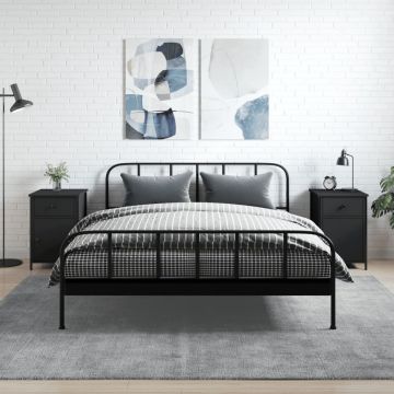 Gossi noptiere, 2 buc., negru, 40x42x60 cm, lemn prelucrat