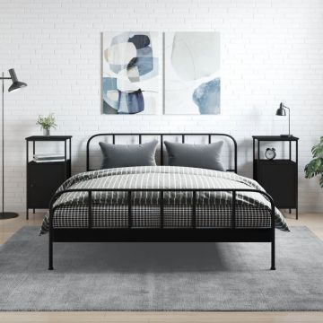 Gossi noptiere, 2 buc., negru, 41x31x80 cm, lemn prelucrat