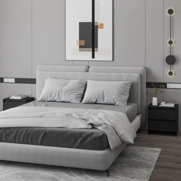 Gossi noptiere, 2 buc., negru, 45x34,5x44,5 cm, pal
