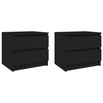 Gossi noptiere, 2 buc., negru, 50x39x43,5 cm, pal