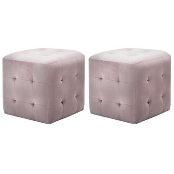 Gossi noptiere, 2 buc., roz, 30 x 30 x 30 cm, tesatura din catifea