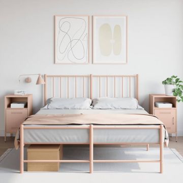 Gossi noptiere, 2 buc., roz, 36x39x68 cm, otel laminat la rece