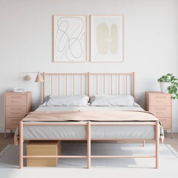 Gossi noptiere, 2 buc., roz, 36x39x68 cm, otel laminat la rece