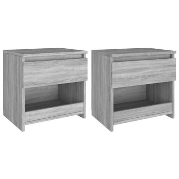Gossi noptiere, 2 buc., sonoma gri, 40x30x39 cm, lemn prelucrat