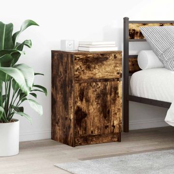 Gossi noptiere, 2 buc., stejar afumat, 39x35x65 cm, lemn prelucrat