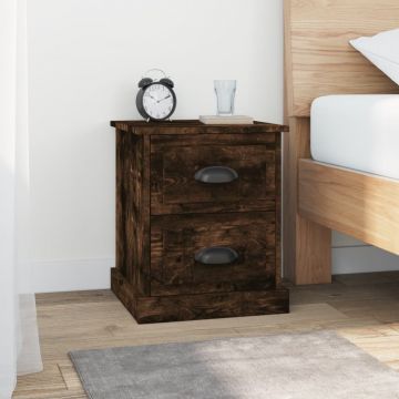 Gossi noptiere, 2 buc., stejar afumat, 39x39x47,5 cm, lemn prelucrat
